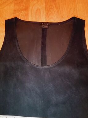 Theory Suede Women's Tank A-line Navy Blue Sleeveless Minimalist Size XSPetite